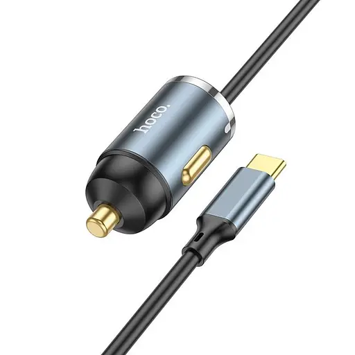 Адаптер автомобильный HOCO Type-C Cable car charger NZ7 серый - фото 9