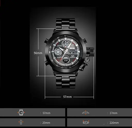 Чоловічий спортивний наручний годинник Skmei 1515 (Чорний) - фото 8