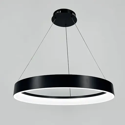 Підвісна кільцева люстра в чорному каркасі Ø 80 см | Line F | Арт. MJ262-800 BK - фото 1