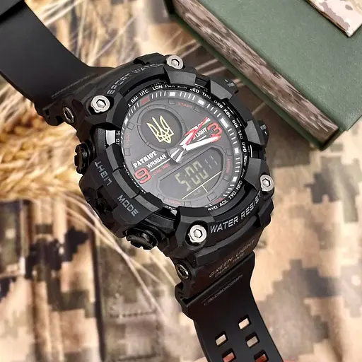 Наручные часы мужские 001RDUAGD Тризуб золото Чорные с красным + Коробка. Patriot acs0031077 - фото 3