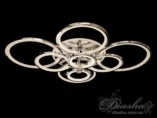 LED акриловая люстра с пультом, диммером и подсветкой, 235W, хром - фото 4