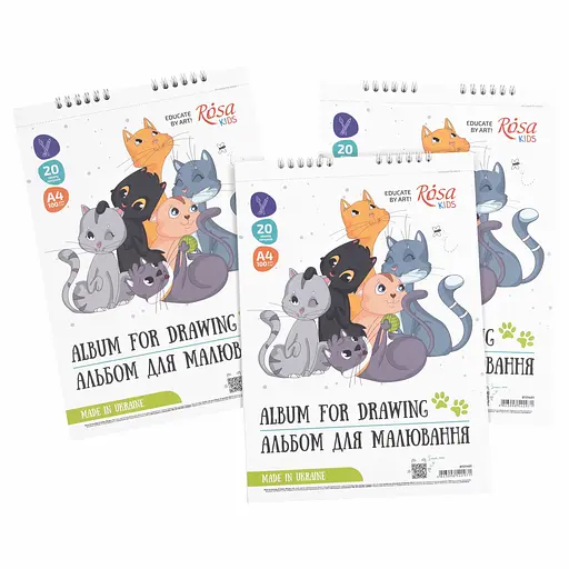 Альбом на спіралі для малювання Cats Friendship А4 100г/м2 20л ROSA Kids - фото 2