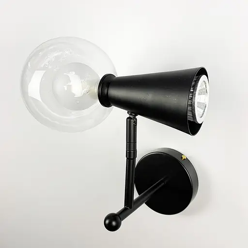 Чорне бра ABELINA на два джерела світла із подвійним плафоном Line F YG 8006-2W BK - фото 2