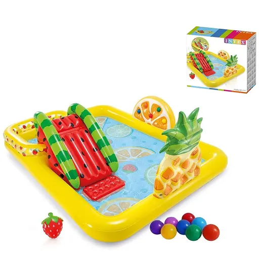Детский игровой центр Intex 57158 Веселый фрукт с горкой 244 x 191 x 91 см 493 л