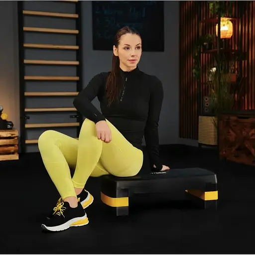 Степ платформа Trex Sport TX-030AS 3 рівнева чорно-жовта - фото 8