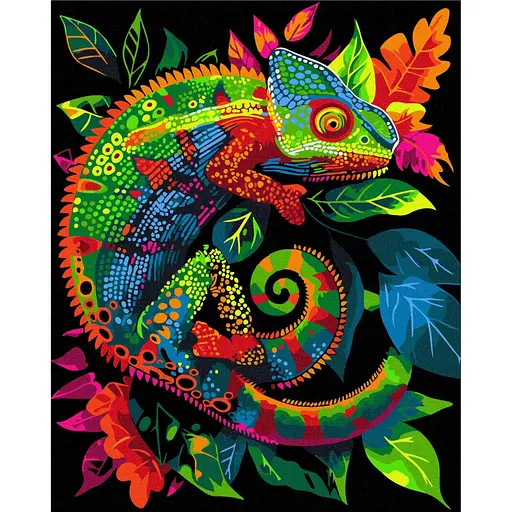 Картина по номерам "Неоновый хамелеон" Brushme BSB0023 с флуоресцентными красками 40х50 см - фото 1