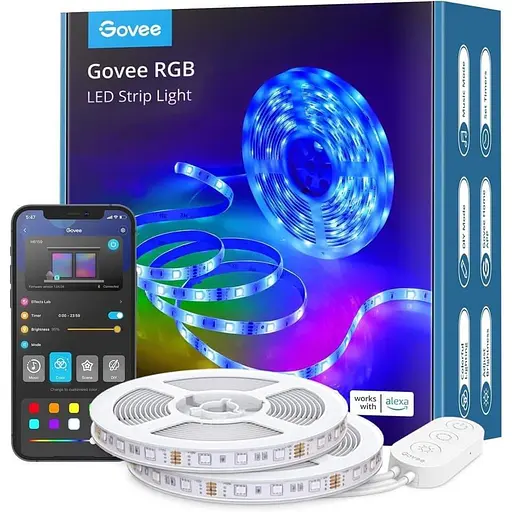 Стричка свитлодиодна розумна Govee H611 LED Strip Lights, 10м, RGB, WI-FI/Bluetooth, билий - фото 1
