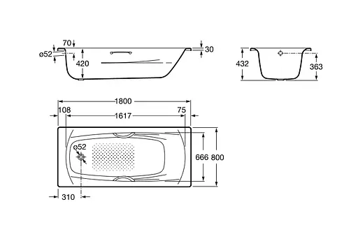 Ванна сталева Roca Seng 180x80 A220070001 - фото 2