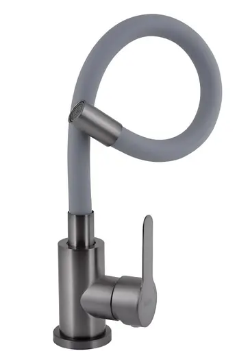 Змішувач для кухні Brinex Pure 015F3 з гнучким виливом Graphite/Grey BRIPUR015F3GRG - фото 2