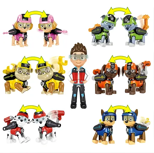 Набор игровых фигурок Щенячий патруль 7 шт. с рюкзаками-трансформерами (6077) - фото 6