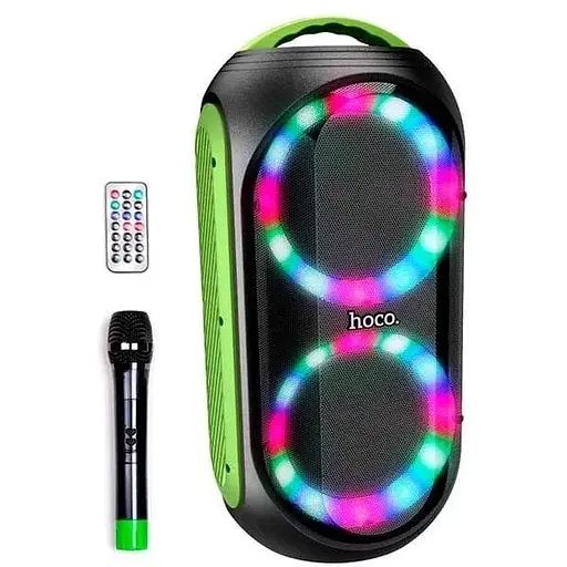 Портативная Вluetooth колонка Hoco DS33 Акустика-караоке с микрофоном и пультом 30Вт 4500 мАч Черный/Зеленый - фото 1