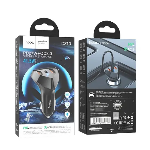 Автомобильное зарядное устройство Hoco DZ10 2 USB/Type-C PD 27W QC черный - фото 8