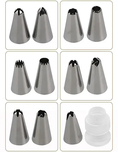 Набір із 23 кондитерських насадок із нержавіючої сталі з перехідником, A-plus 85475 - фото 7