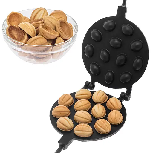 Орешница форма для выпечки 12 половинок крупных орешков на плите с антипригарным тефлоновым покрытием, ХЕАЗ Черный 81329 - фото 1