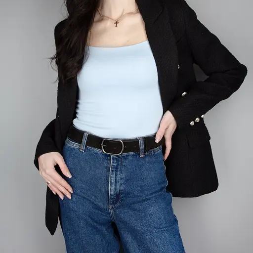 Ремінь жіночий замшевий SF-3529 чорний з темною пряжкою (125 см) - фото 2