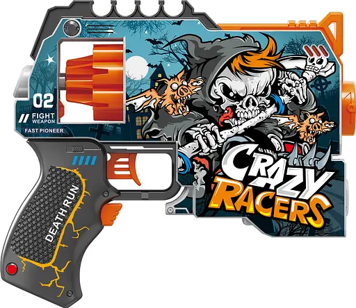 Пистолет BH104 Turbo & Fast с автоматическим барабаном с мягкими патронами 12шт "Шальные гонщики" (6955048161104) - фото 1