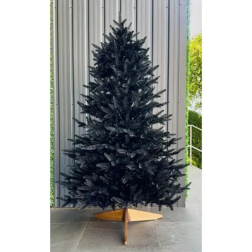 Ялинка штучна Hvoya Super Classic 180 см лита з дерев’яною підставкою чорна