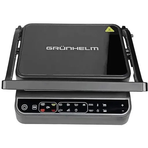 Прижимной контактный электрический гриль Grunhelm G2203 домашний с антипригарным покрытием 2200Вт Черный - фото 1