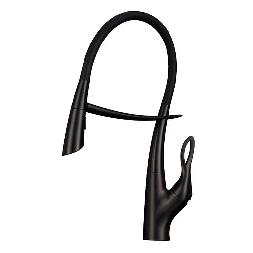 Змішувач для кухні з гнучким виливом чорний Nett SWB-52 Чорний - фото 1