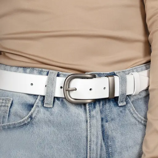 Ремінь жіночий шкіряний HC-3092 silver (130 см) білий зі сріблястою пряжкою - фото 5