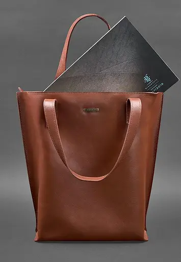 Шкіряна жіноча сумка шоппер D.D. світло-коричнева - фото 3