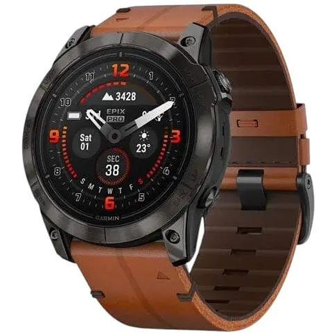 Смарт-часы Garmin Epix Pro 2 Sapphire 51 mm Carbon G. DLC Tit. with Chestnut L. Band (010-02804-30)