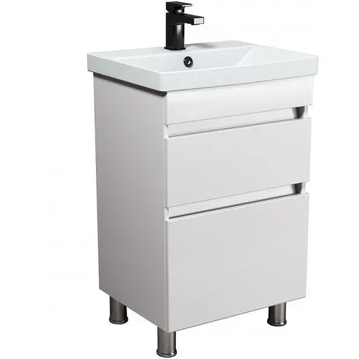 Тумба Мойдодир MoonShine 50 з умивальником Sempre 50 підлогова Білий - фото 1