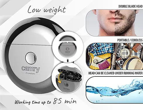Дорожня бритва Camry CR 2938 з 2 головками і USB - фото 7