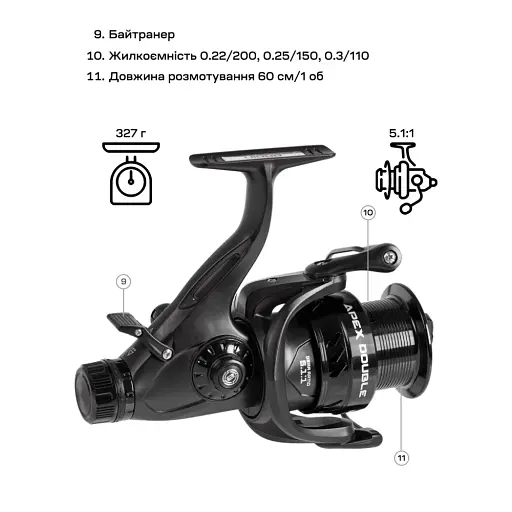 Котушка Brain Apex Double 3000 Screw Handle 6+1BB - фото 9