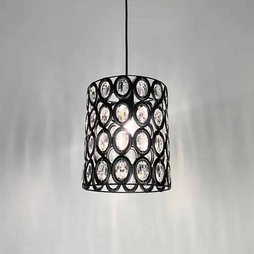 Черный подвесной светильник с прозрачными камнями Ø 21х25 см | Ст. 11873/1 | Line F - фото 5