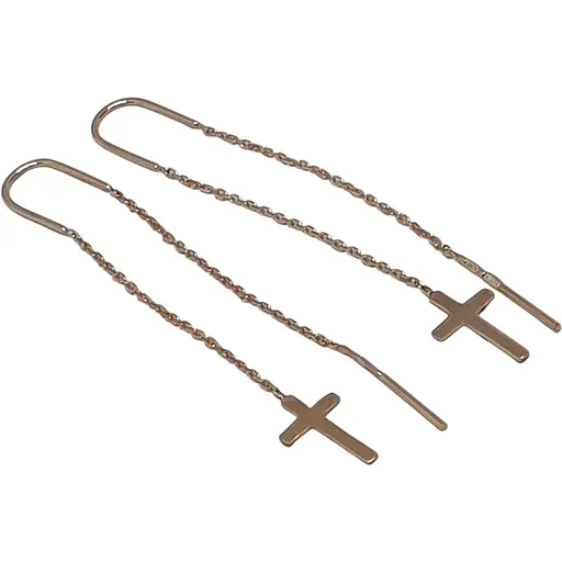 Золотые серьги-протяжки Вселенная Крестики. 22010700