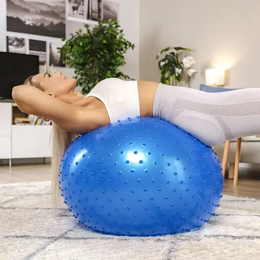 Фитбол массажный Hop-Sport 65см голубой + насос - фото 7