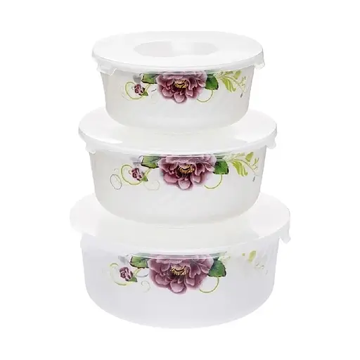 Набір салатників Lumines 6616 HDW-3B бузкова півонія 3 предмети 88181 - фото 1