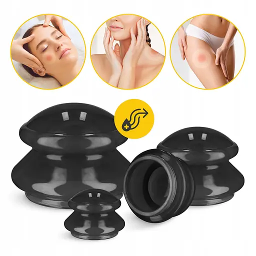Вакуумные массажные банки 4FIZJO MED+ силиконовые для тела (китайские/антицеллюлитные банки) 4 шт Black (P-5907739314932) - фото 8