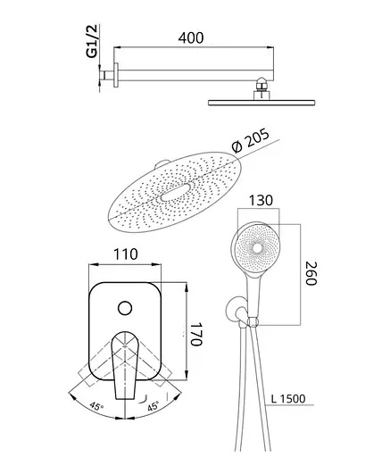 Душевая система универсальная Qtap Slavonice Gunmetal Black PVD скрытого монтажа QTSLA113GMB45899 - фото 9