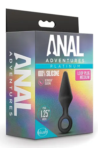 Анальна пробка Anal Adventures Platinum Loop Plug Medium 11.4 см (чорний) - фото 6
