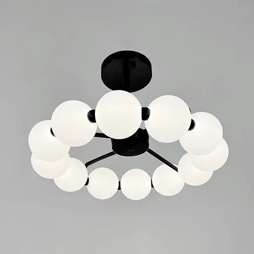 Потолочная черная люстра в виде кольца из полимерных шариков Ø 50 см Line F | Ст. 993-510 BK D120 - фото 5