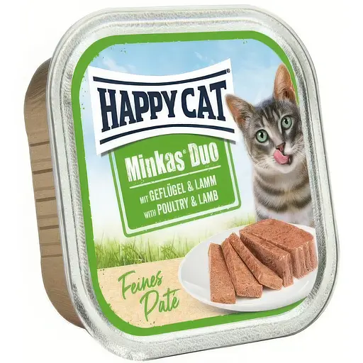 Влажный корм Happy Cat Minkas Duo Geflugel + Lamm для кошек паштет в соусе с птицей и ягненком 100 г