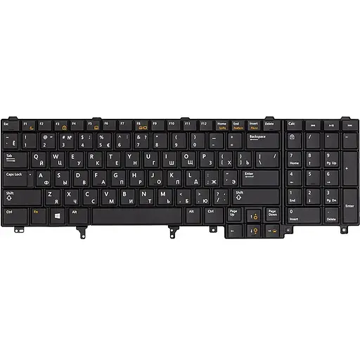 Клавіатура для ноутбука DELL Latitude E6520 чорна, чорний фрейм, підсвітка