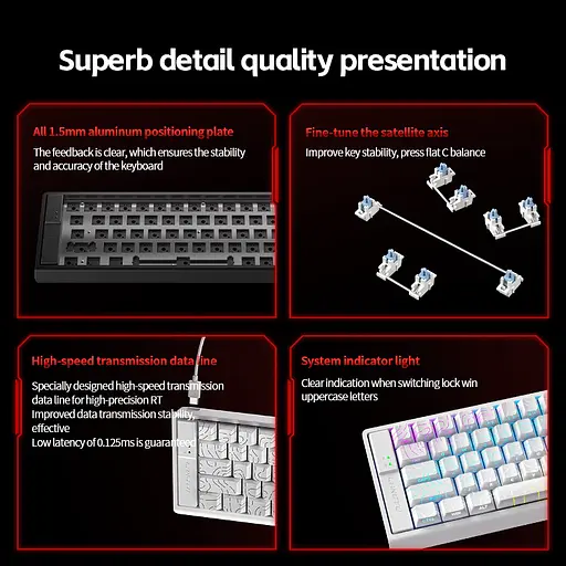 Игровая клавиатура LANGTU MC68 с магнитными переключателями (Hall), 68 клавиш, Белый - фото 6