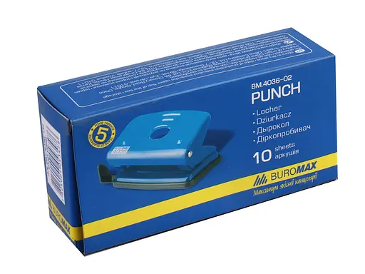 Діркопробивач металевий, до 10 аркушів, синій, BM.4036-02