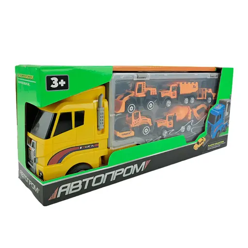 Дитячий трейлер із машинками АВТОПРОМ PS006-4 у наборі 6 машинок - фото 1