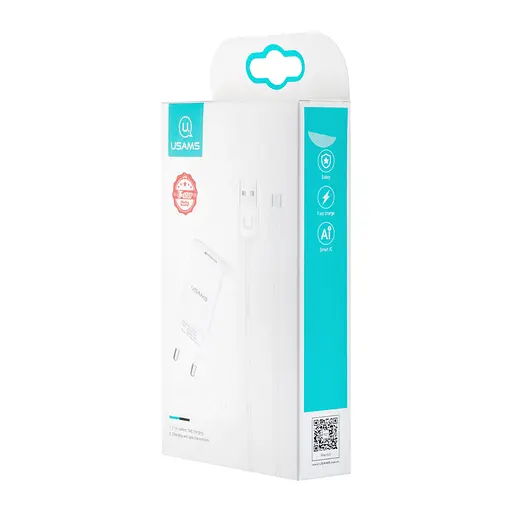 Мережевий зарядний пристрій Usams T21 Charger kit- T18 single USB EU charger + Micro cable Білий - фото 2