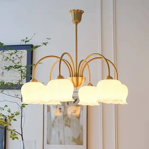 Светодиодная люстра Ландыш 5004 (Золотая) на 5 плафонов - фото 7