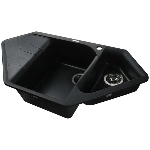 Гранітна мийка Globus Lux Garda чорний металiк 1000x500 мм А0001, Чорний - фото 2
