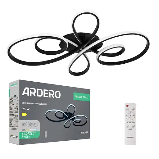 Светодиодная люстра Ardero AL6540-1ARD FABIO M 95Вт черный - фото 1