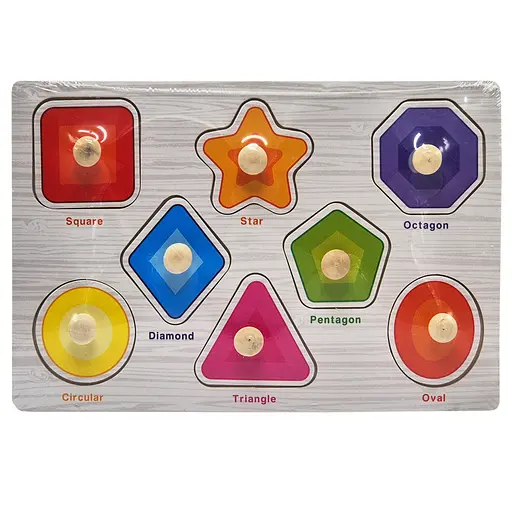 Деревяний пазл-вкладиш Геометричні фігури 73239-2 назви англійською мовою