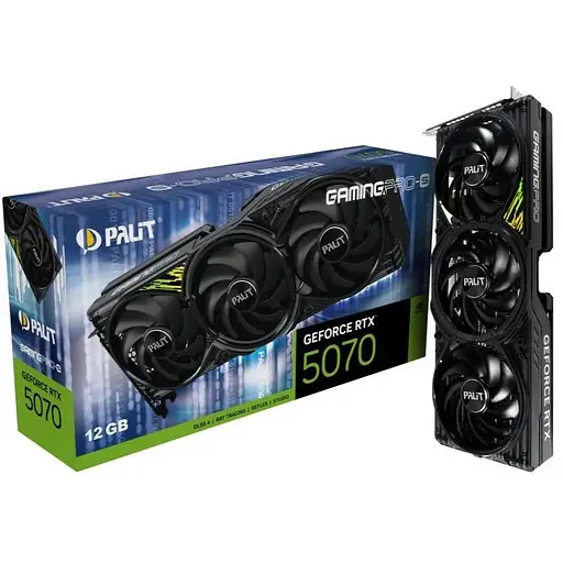Відеокарта GeForce RTX 5070, Palit, GamingPro-S OC, 12Gb GDDR7, 192-bit, HDMI/3xDP, 2572/28000 MHz, 16-pin (NE75070T19K9-GB2050U) - фото 1