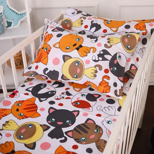 Комплект постільної білизни MirSon Бязь 20-0035 Colored kittens 200х220 білий (2200010269635) - фото 4