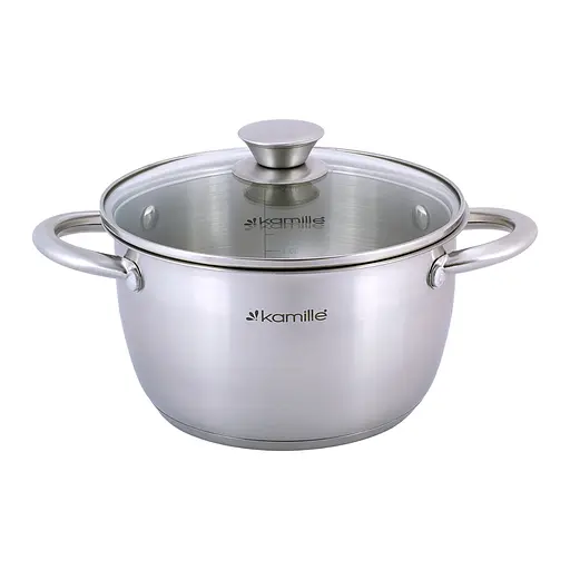 Каструля 2 л з нержавіючої сталі з кришкою та порожнистими ручками для індукції та газу KM-4901 Сірий 87479 - фото 1